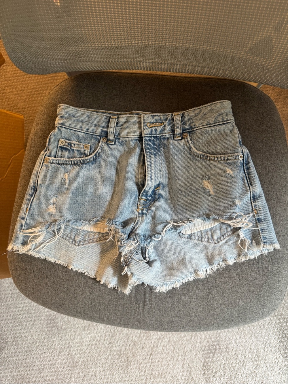 Pull&Bear Light Blue Distressed Denim Shorts